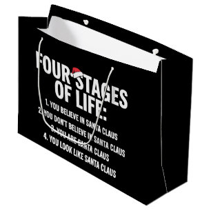 Christmas Four Stages of Life Santa Humour Meme  Large Gift Bag