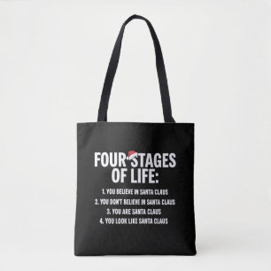 Christmas Four Stages of Life Santa Humour Meme  Tote Bag