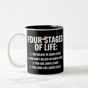 Christmas Four Stages of Life Santa Humour Meme  Two-Tone Coffee Mug