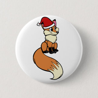 CHRISTMAS FOX 6 CM ROUND BADGE