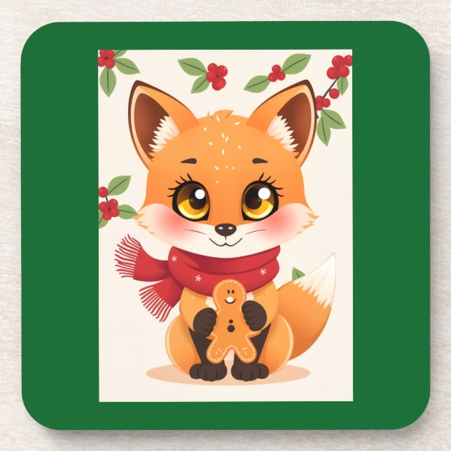 Christmas Fox decor Coaster (Front)