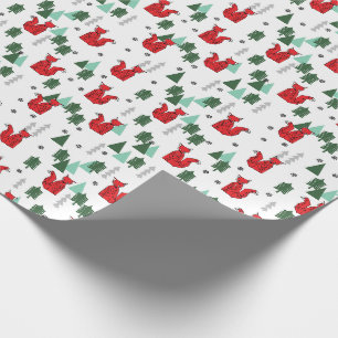 Christmas Fox Holiday white Wrapping Paper