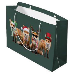 Christmas Fox Lovers Family Animal Xmas Holiday Large Gift Bag