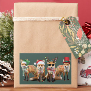 Christmas Fox Lovers Family Animal Xmas Holiday Rectangular Sticker