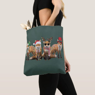 Christmas Fox Lovers Family Animal Xmas Holiday Tote Bag