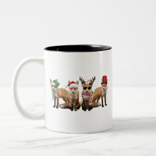 Christmas Fox Lovers Family Animal Xmas Holiday Two-Tone Coffee Mug