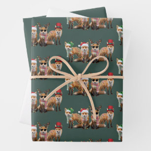 Christmas Fox Lovers Family Animal Xmas Holiday Wrapping Paper Sheet