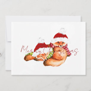 Christmas fox merry holiday foxy      card