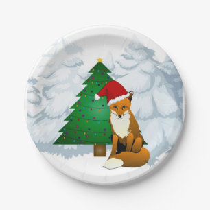 Christmas Fox Paper Plate