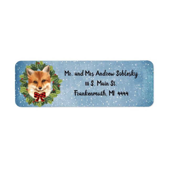 Christmas Fox Return Address Label (Front)