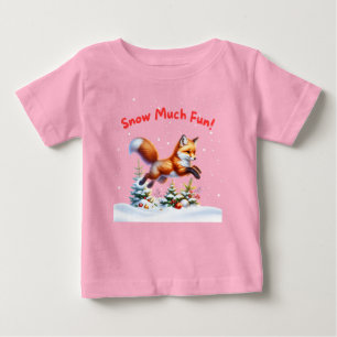Christmas Fox Snow Much Fun Winter Holiday Baby T-Shirt