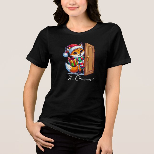 Christmas Fox Tri-Blend Shirt (Front)