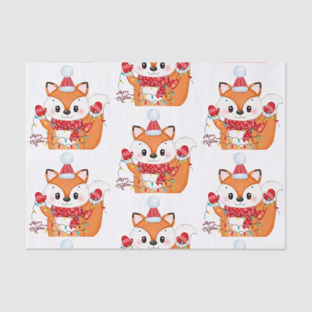 Christmas Fox with Lights  Tissue Paper (Front)