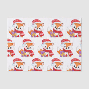 Christmas Fox with Purple Gift   Tissue Paper