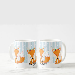 Christmas Fox with Reindeer Antlers Coffee Mug