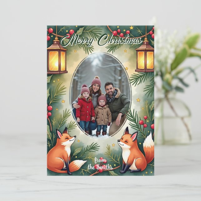 Christmas Foxglove & Fir greeting card (Standing Front)