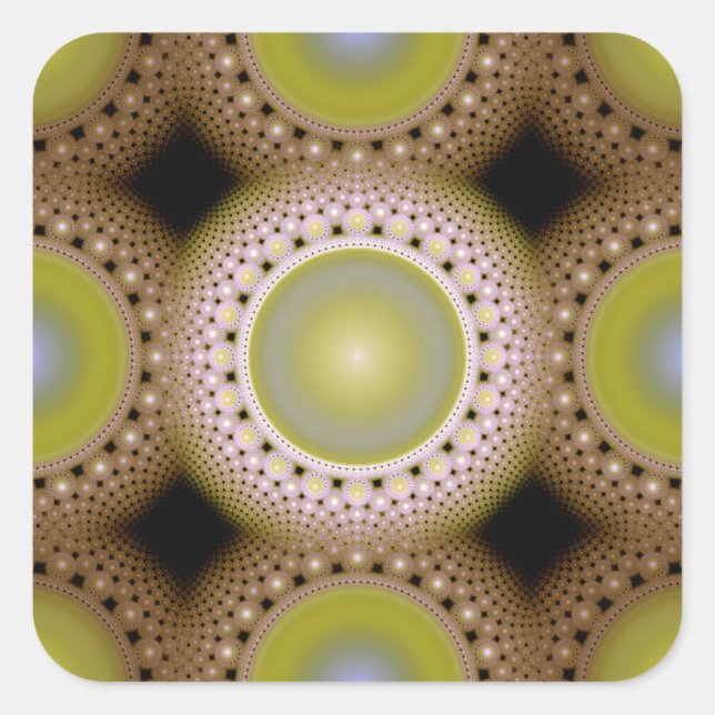 Christmas fractal pattern square sticker (Front)