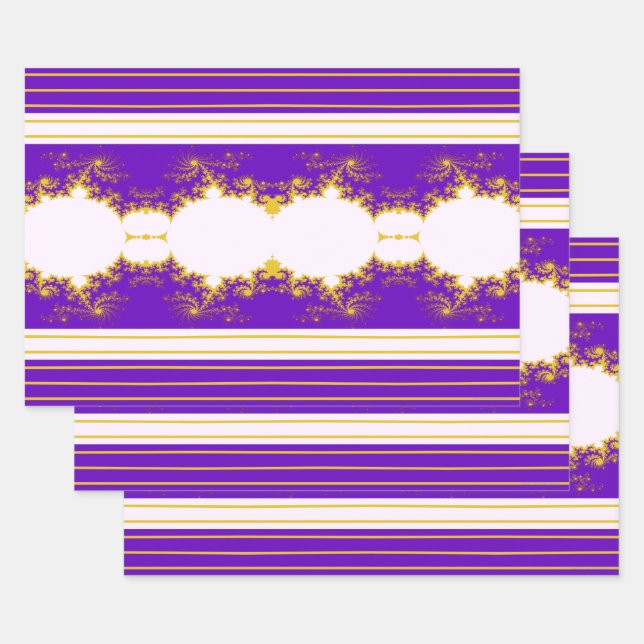 Christmas Fractal Purple Wrapping Paper (Set)