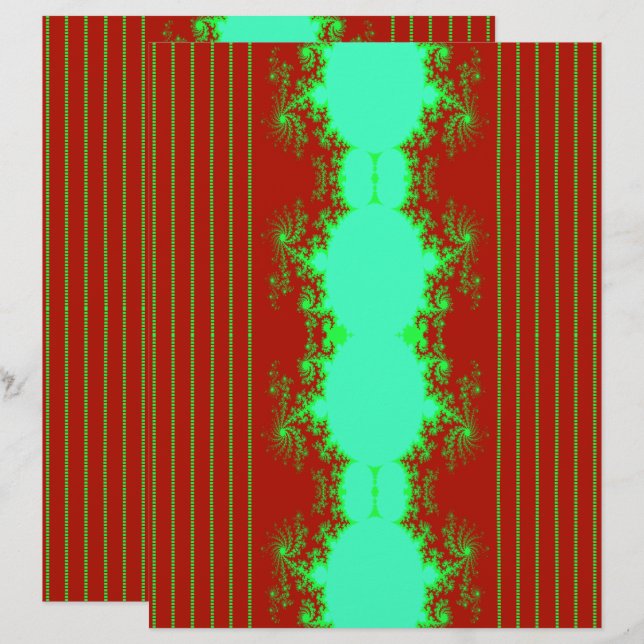 Christmas Fractal Red & Grn Scrapbook Paper (Front/Back)
