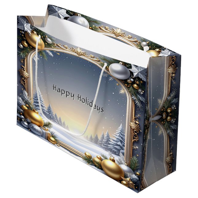 Christmas Frame Holiday Gift Bag (Front Angled)