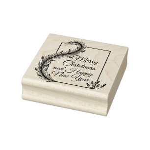 Christmas - Frame with Blossoms Vine 1 + text Rubber Stamp