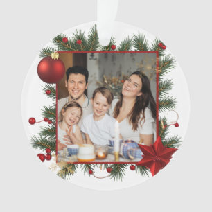 Christmas Frame with Red Star  Photo Family 2026 Ornament
