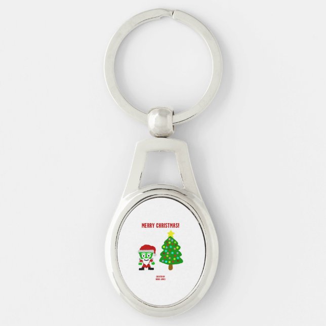 Christmas FrankenCheese Oval Keychain (Front)