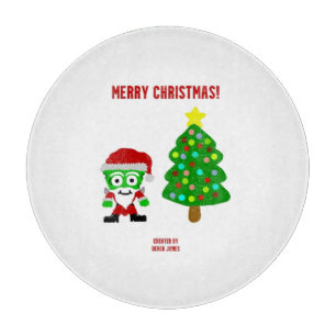 Christmas FrankenCheese Round Cutting Board