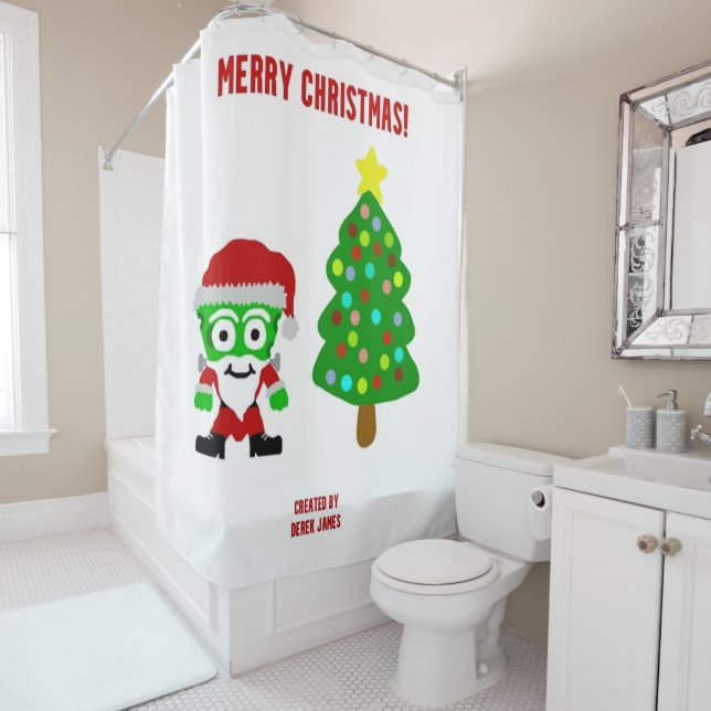 Christmas FrankenCheese Shower Curtain (In Situ)