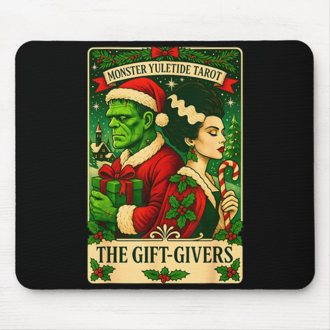Christmas Frankenstein And Bride The Lovers Tarot  Mouse Pad (Front)