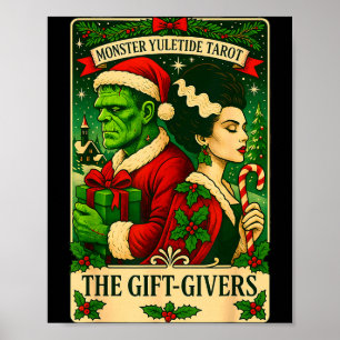 Christmas Frankenstein And Bride The Lovers Tarot  Poster