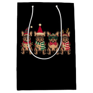Christmas French Bulldog Dog Santa Reindeer Xmas Medium Gift Bag