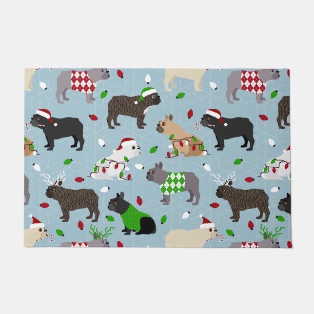 Christmas French Bulldog Doormat (Front)