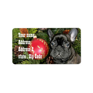 Christmas French Bulldog Label