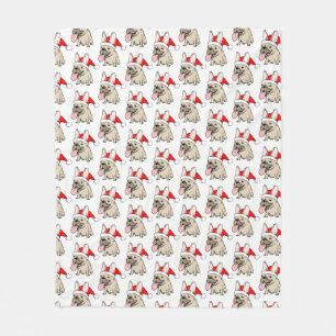 Christmas French Bulldog Pattern Fleece Blanket