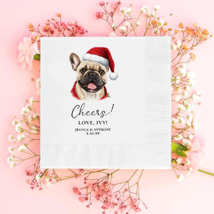 Christmas French Bulldog Personalised Cheers Napkin