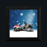 Christmas French Bulldog Puppies snow santa hat Gift Box<br><div class="desc">Cute French Bulldog puppies sleeping in snow wearing santa hat. Perfect gift for Christmas!</div>