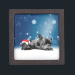 Christmas French Bulldog Puppies snow santa hat Gift Box<br><div class="desc">Cute French Bulldog puppies sleeping in snow wearing santa hat. Perfect gift for Christmas!</div>