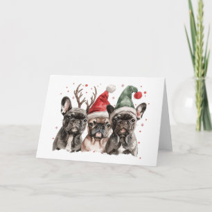Christmas French Bulldog Reindeer Dogs Card