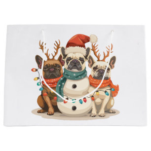 Christmas French Bulldog Reindeer Dogs Large Gift Bag