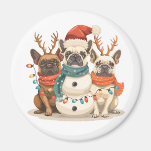 Christmas French Bulldog Reindeer Dogs Magnet