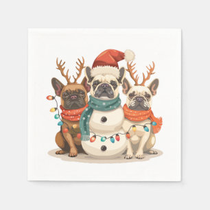 Christmas French Bulldog Reindeer Dogs Napkin