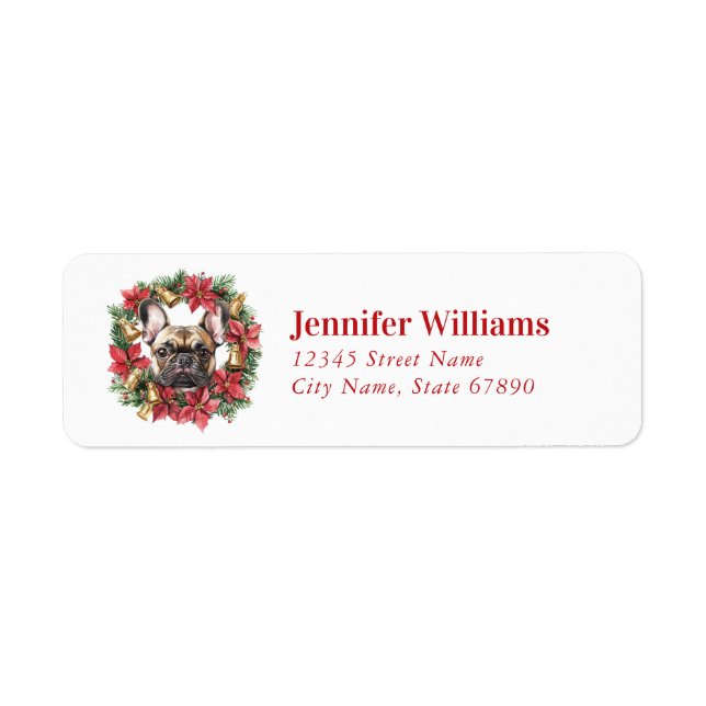 Christmas French Bulldog Return Address Labels (Front)