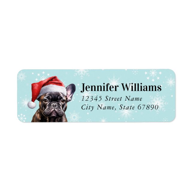 Christmas French Bulldog Return Address Labels (Front)
