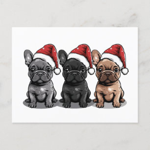 Christmas French Bulldog Santa Dog Holiday Postcard