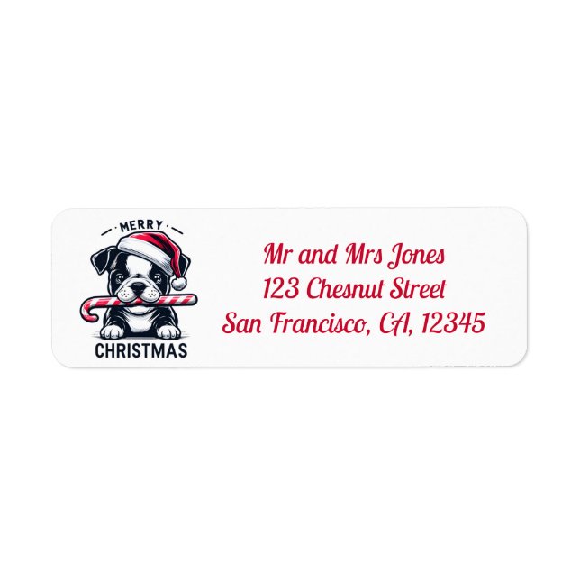 Christmas French Bulldog Santa Hat- Return Address (Front)
