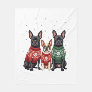Christmas French Bulldogs Xmas Frenchie Dog 2 Fleece Blanket