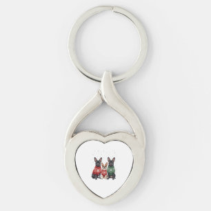 Christmas French Bulldogs Xmas Frenchie Dog 2 Key Ring