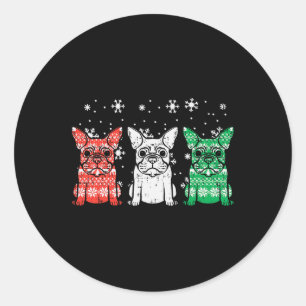 Christmas French Bulldogs Xmas Frenchie Dog Men Wo Classic Round Sticker