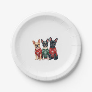 Christmas French Bulldogs Xmas Frenchie Dog Men Wo Paper Plate